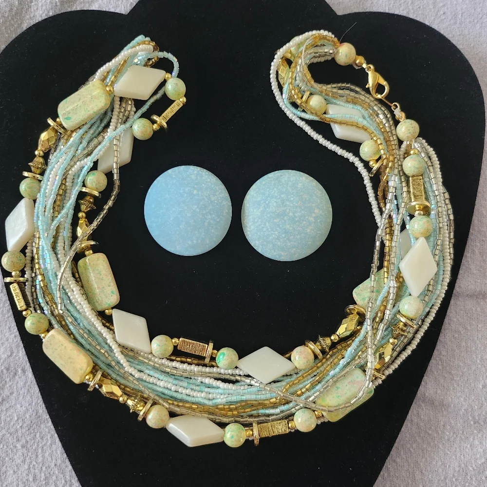 VTG Light Blue Clip on Earrings